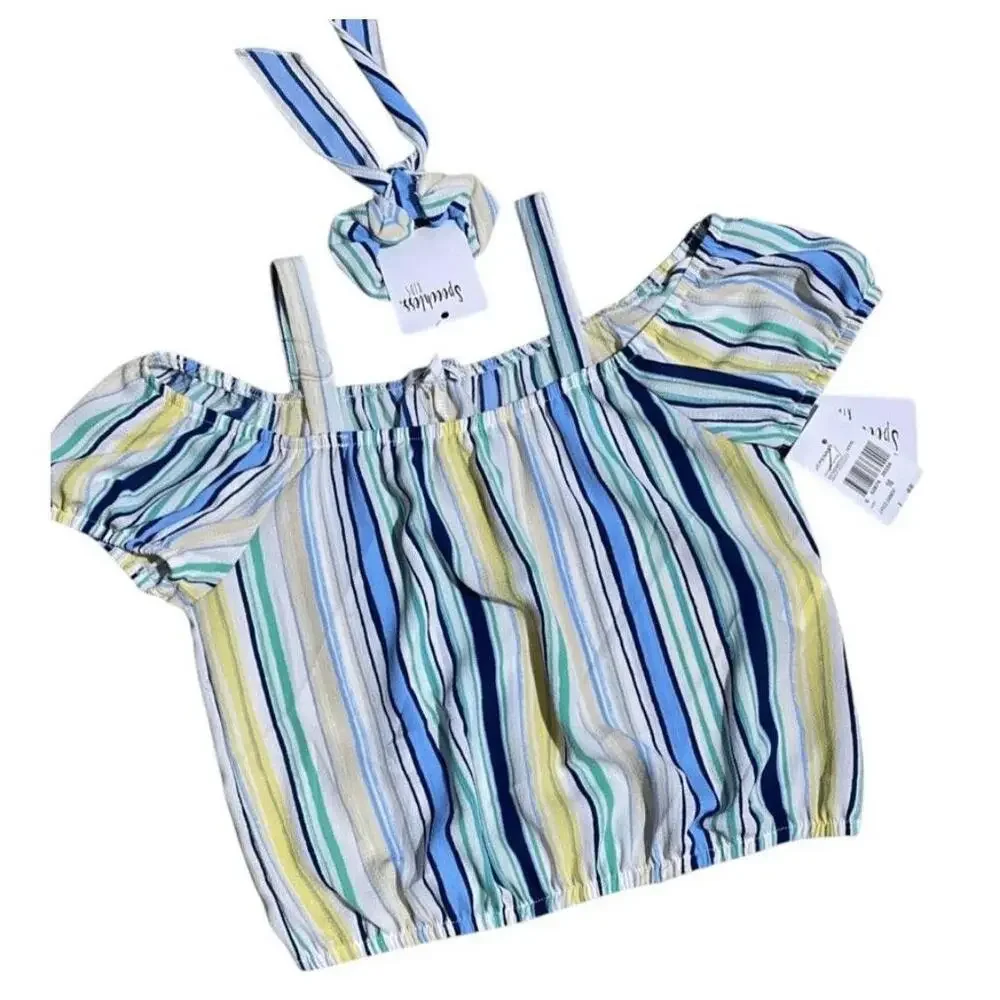 Lots Of Love Speechless Girls Multi-Stripe Crop Skirt Set Playful Casual Size 16